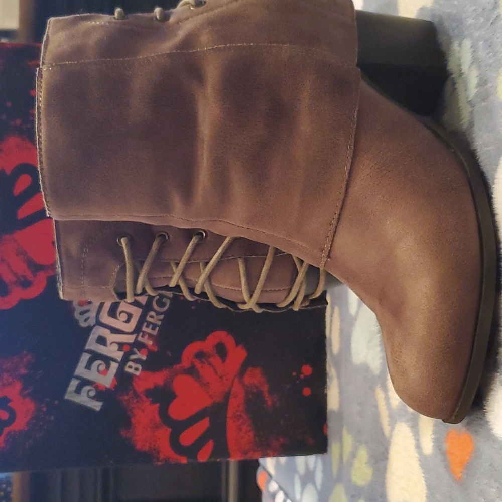 Like New size 7 Fergalicious Trina boots in sand color